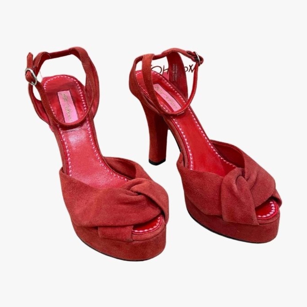 Betsey Johnson Red Platform Suede Heels | Vero Cuoio | Sz 7.5